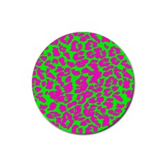 Neon Big Cat Rubber Coaster (round)  by Angelandspot