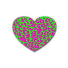 Neon Big Cat Heart Coaster (4 Pack)  by Angelandspot