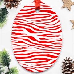 Red and White Zebra Ornament (Oval)