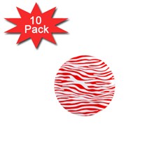 Red And White Zebra 1  Mini Magnet (10 Pack)  by Angelandspot