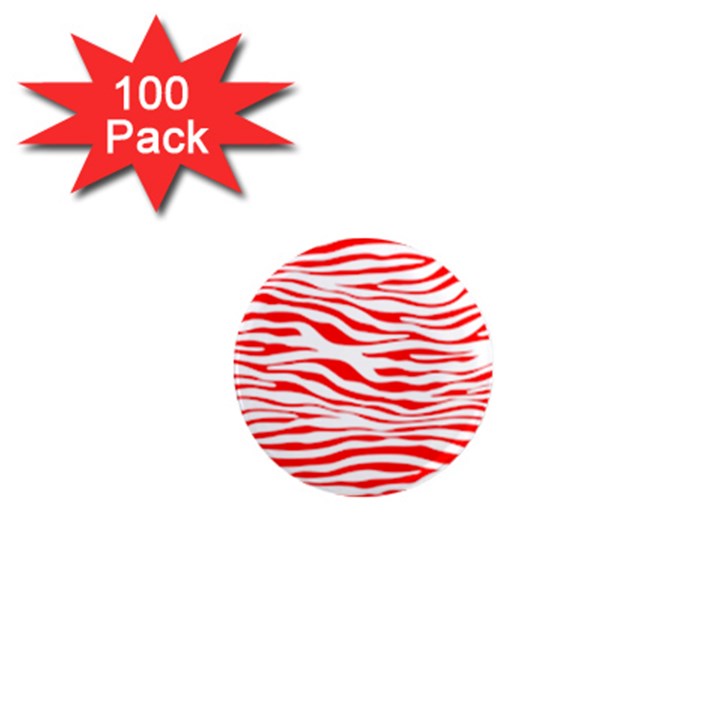 Red and White Zebra 1  Mini Magnets (100 pack) 