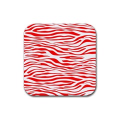 Red and White Zebra Rubber Coaster (Square) 