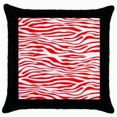 Red and White Zebra Throw Pillow Case (Black)