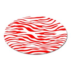 Red and White Zebra Oval Magnet