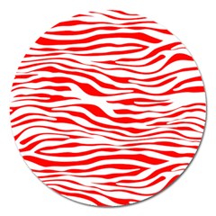 Red and White Zebra Magnet 5  (Round)