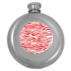 Red and White Zebra Round Hip Flask (5 oz)