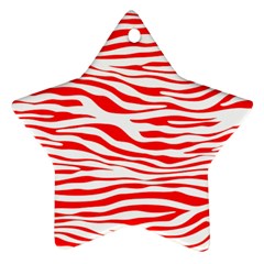 Red And White Zebra Star Ornament (two Sides) by Angelandspot