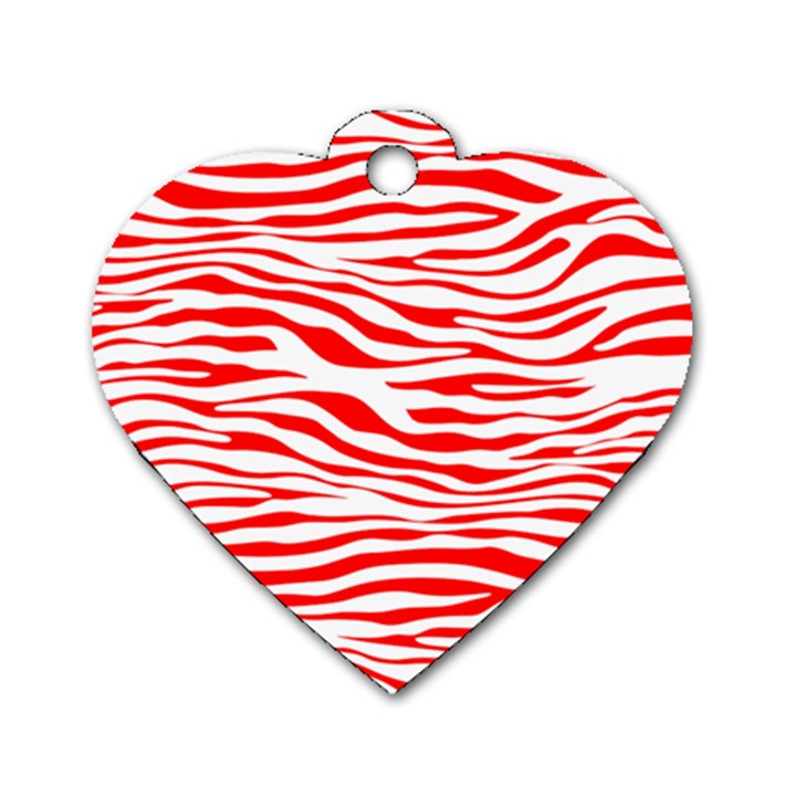 Red and White Zebra Dog Tag Heart (One Side)