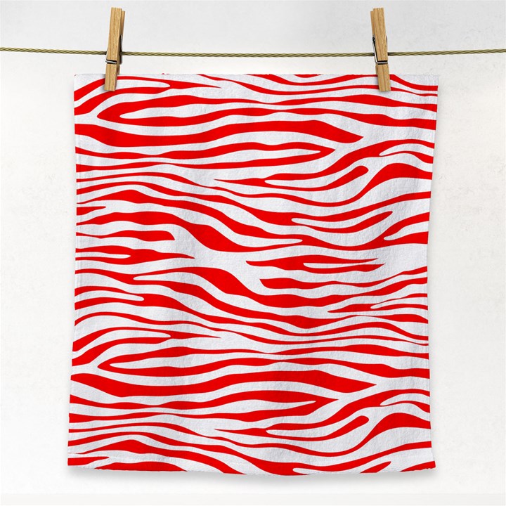 Red and White Zebra Face Towel