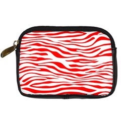 Red and White Zebra Digital Camera Leather Case