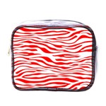 Red and White Zebra Mini Toiletries Bag (One Side) Front