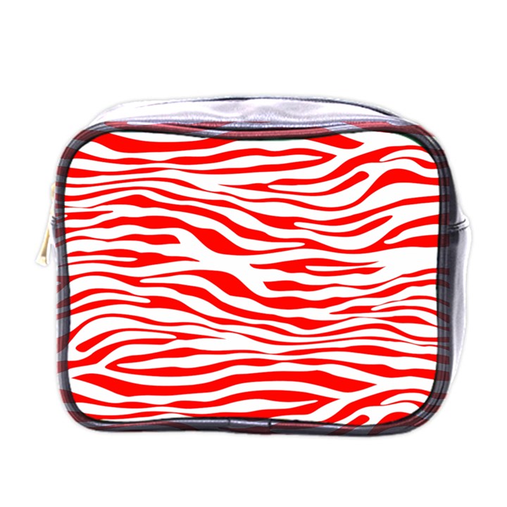 Red and White Zebra Mini Toiletries Bag (One Side)