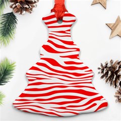 Red and White Zebra Christmas Tree Ornament (Two Sides)