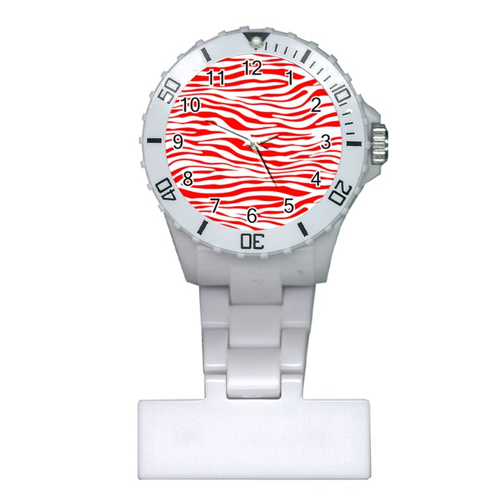 Red and White Zebra Plastic Nurses Watch