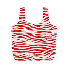 Red And White Zebra Full Print Recycle Bag (m) by Angelandspot