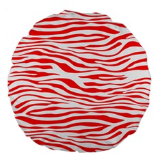 Red and White Zebra Large 18  Premium Flano Round Cushions