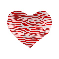 Red and White Zebra Standard 16  Premium Flano Heart Shape Cushions