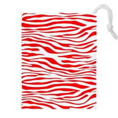 Red and White Zebra Drawstring Pouch (5XL)