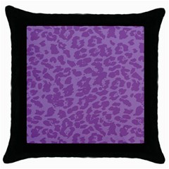 Purple Big Cat Pattern Throw Pillow Case (black) by Angelandspot