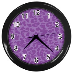 Purple Big Cat Pattern Wall Clock (black) by Angelandspot