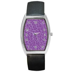 Purple Big Cat Pattern Barrel Style Metal Watch by Angelandspot