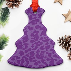 Purple Big Cat Pattern Christmas Tree Ornament (two Sides)