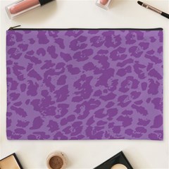 Purple Big Cat Pattern Cosmetic Bag (xxxl) by Angelandspot