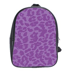 Purple Big Cat Pattern School Bag (xl) by Angelandspot