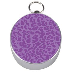 Purple Big Cat Pattern Silver Compasses by Angelandspot