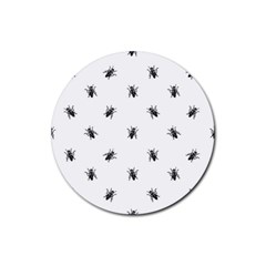 Housefly Drawing Motif Print Pattern Rubber Coaster (round)  by dflcprintsclothing