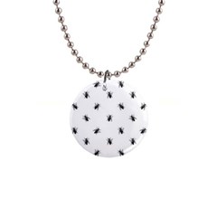 Housefly Drawing Motif Print Pattern 1  Button Necklace by dflcprintsclothing