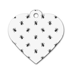 Housefly Drawing Motif Print Pattern Dog Tag Heart (two Sides) by dflcprintsclothing