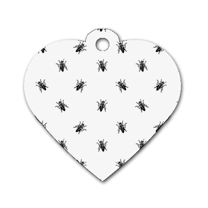 Housefly Drawing Motif Print Pattern Dog Tag Heart (Two Sides)