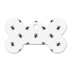 Housefly Drawing Motif Print Pattern Dog Tag Bone (two Sides) by dflcprintsclothing