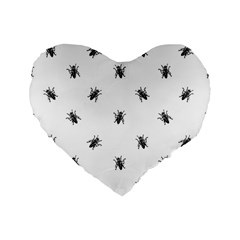 Housefly Drawing Motif Print Pattern Standard 16  Premium Flano Heart Shape Cushions