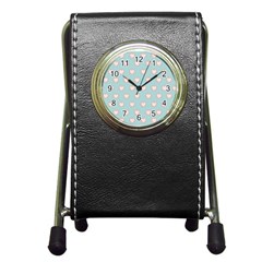 Stir Crazy For You - Blue  Pen Holder Desk Clock by MooMoosMumma