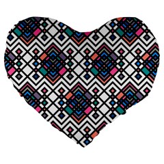 Boho Geometric Large 19  Premium Heart Shape Cushions