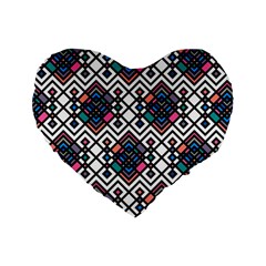 Boho Geometric Standard 16  Premium Flano Heart Shape Cushions