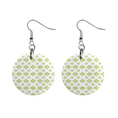 Bright Leaves Motif Print Pattern Design Mini Button Earrings