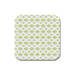 Bright Leaves Motif Print Pattern Design Rubber Square Coaster (4 Pack)  by dflcprintsclothing