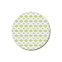 Bright Leaves Motif Print Pattern Design Rubber Coaster (round)  by dflcprintsclothing