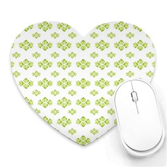 Bright Leaves Motif Print Pattern Design Heart Mousepads by dflcprintsclothing