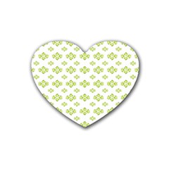 Bright Leaves Motif Print Pattern Design Heart Coaster (4 Pack)  by dflcprintsclothing