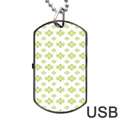 Bright Leaves Motif Print Pattern Design Dog Tag Usb Flash (two Sides) by dflcprintsclothing