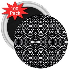 Ethnic Black And White Geometric Print 3  Magnets (100 Pack)