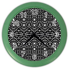 Ethnic Black And White Geometric Print Color Wall Clock by dflcprintsclothing