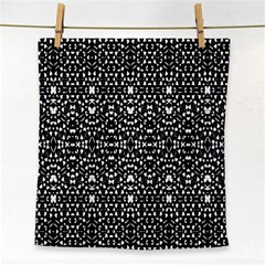 Ethnic Black And White Geometric Print Face Towel by dflcprintsclothing