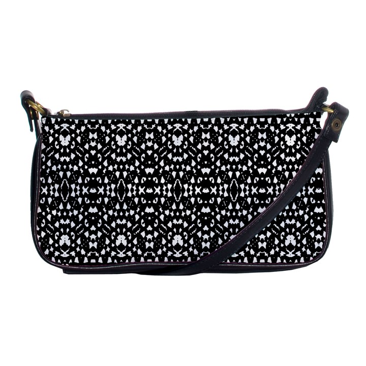 Ethnic Black And White Geometric Print Shoulder Clutch Bag