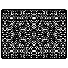 Ethnic Black And White Geometric Print Fleece Blanket (large) 