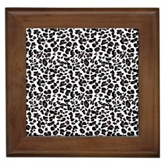 Leopard spots, white, brown black, animal fur print Framed Tile